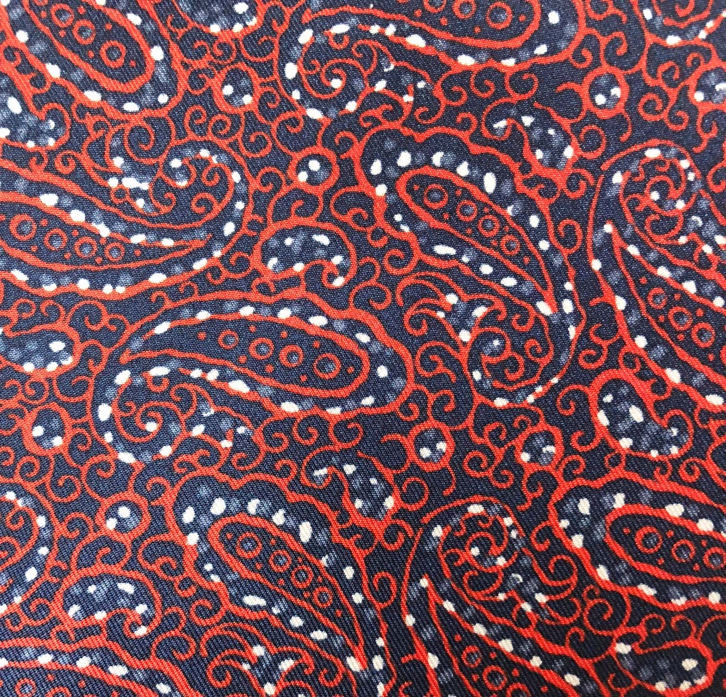 Red Paisley Pocket Square With Blue Line