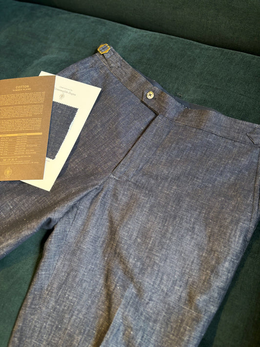 Discover Bespoke Zegna Denim Pants: Cotton & Linen Blends