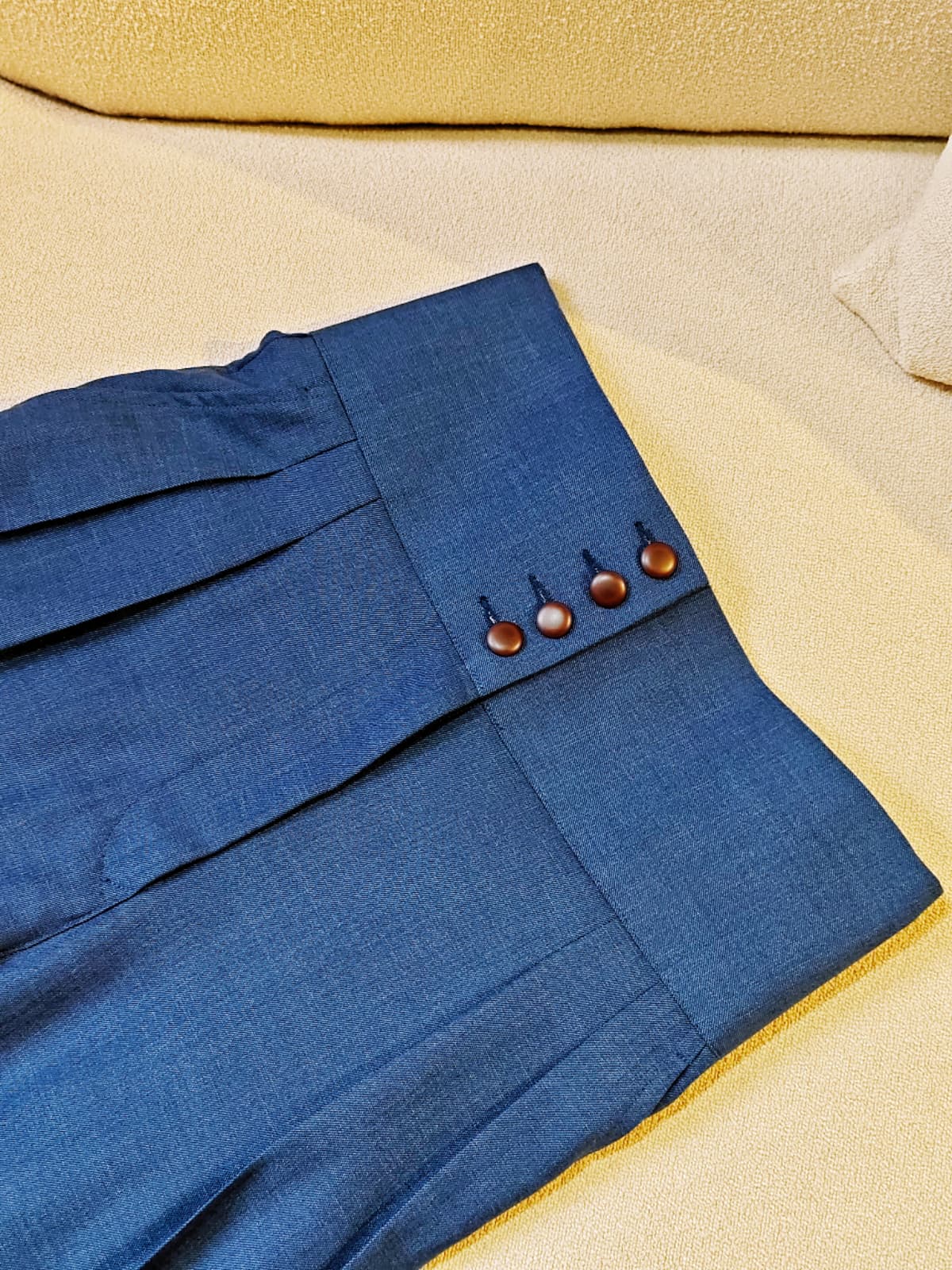 Stylish High-Waisted Pants with 4 Buttons & Double Pleats