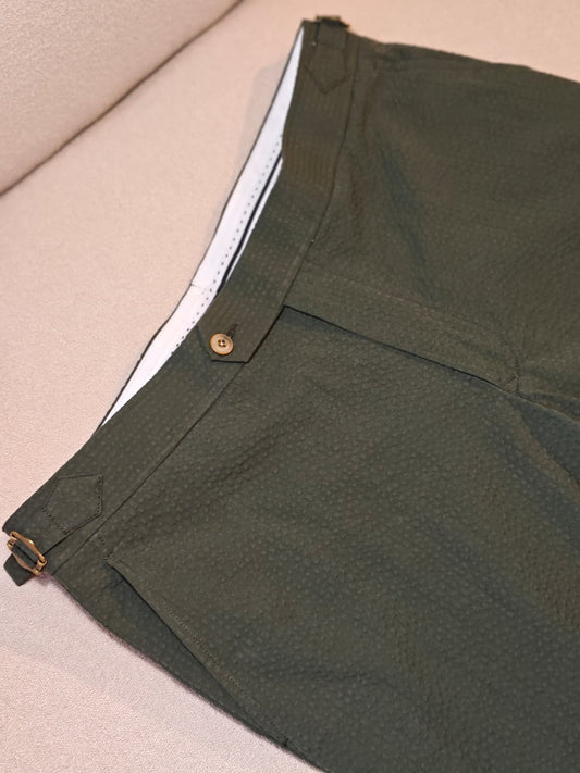 Bespoke Olive Seersucker Pants