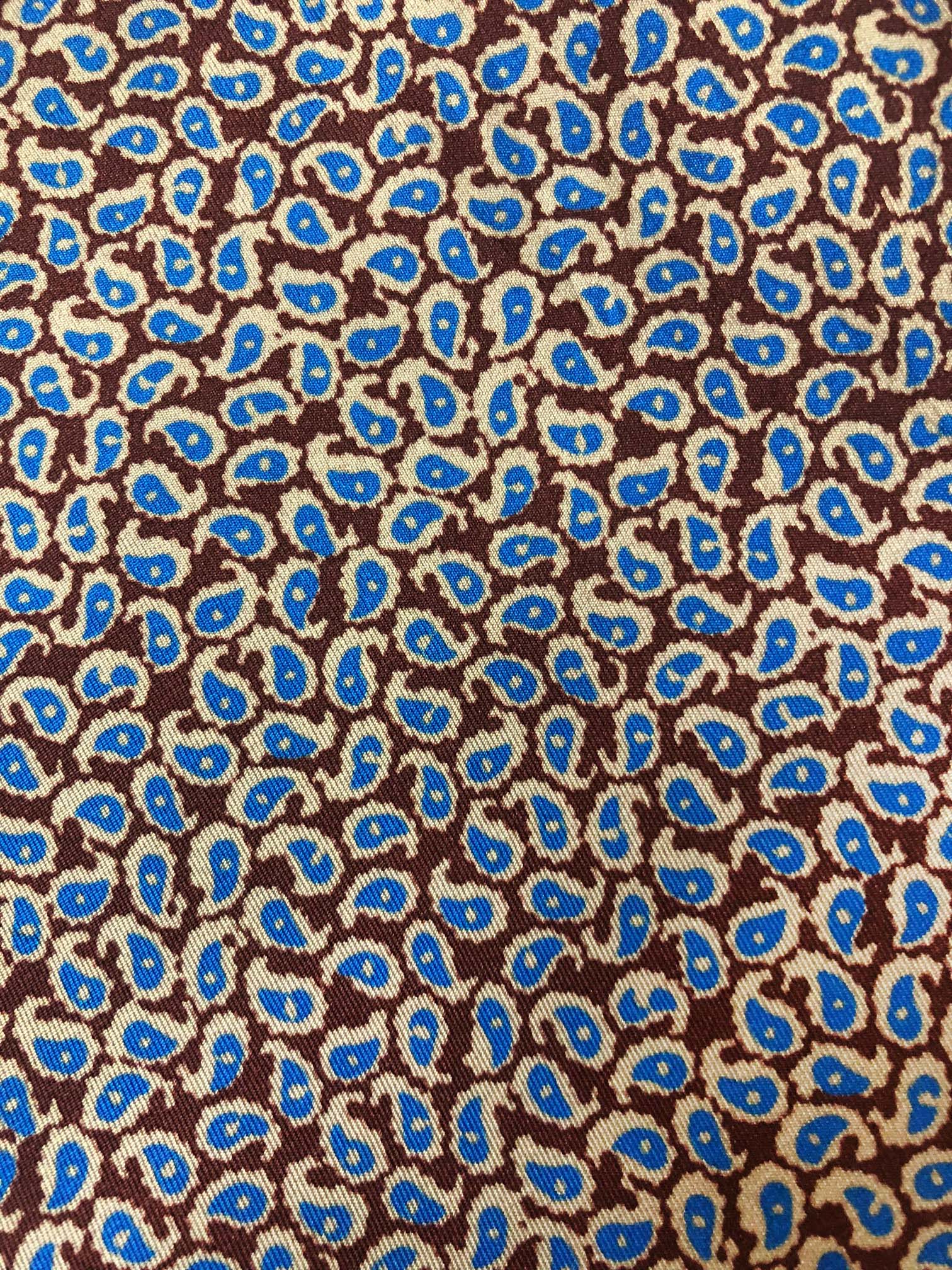 Blue With Brown Paisley Pocket Square