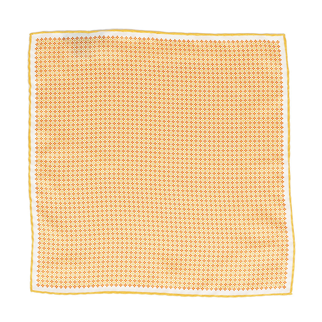 Yellow Clover Print Silk Pocket Square